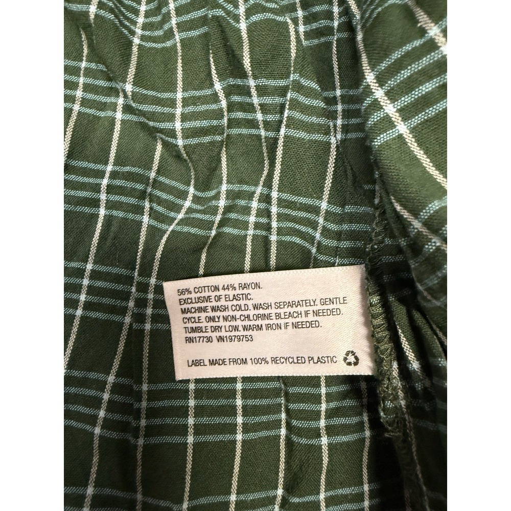 Universal Threads Green White Plaid Smocked Puff Sleeve Peplum Blouse Size XL - Picture 5 of 5
